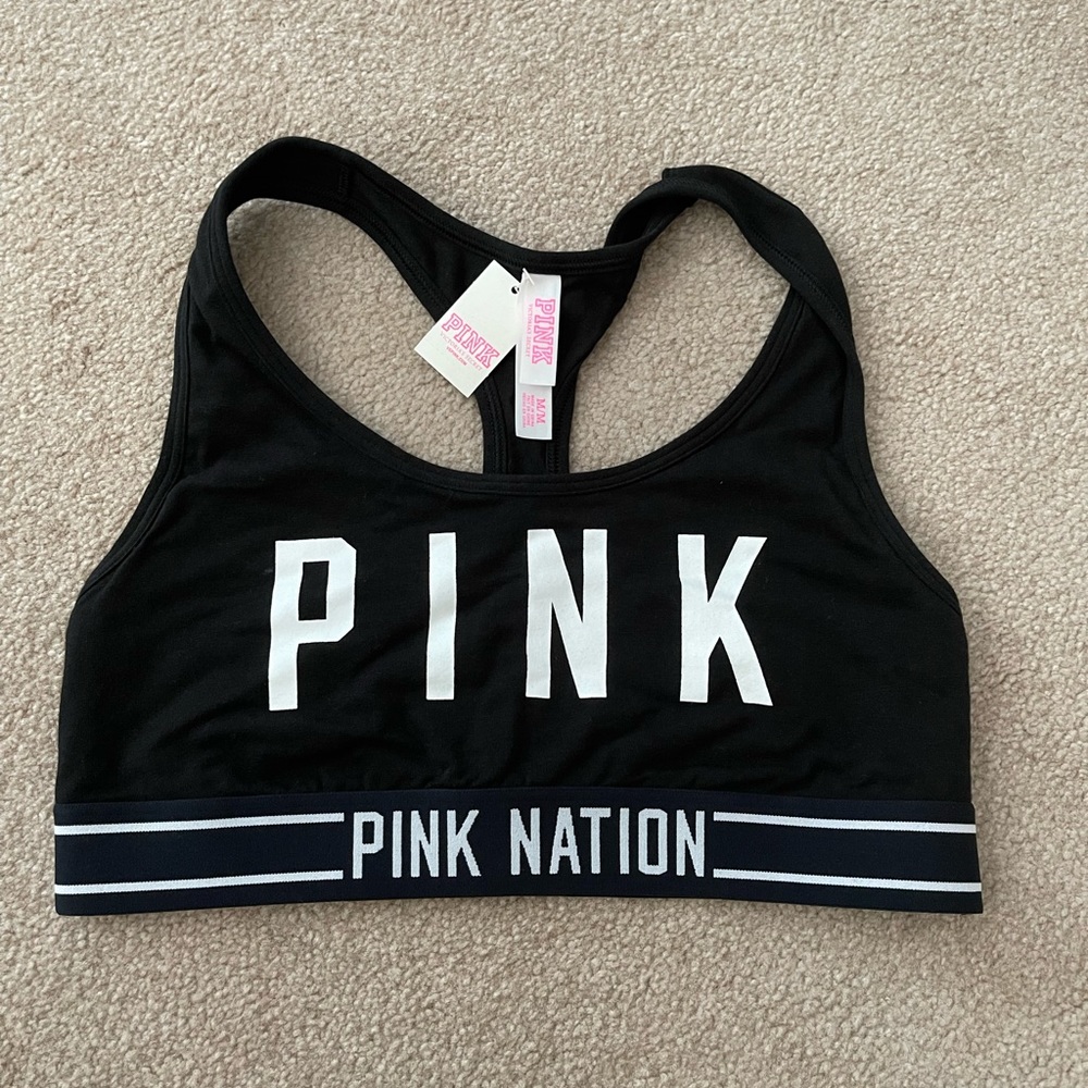 NWT PINK Racerback Sports Bra size Medium